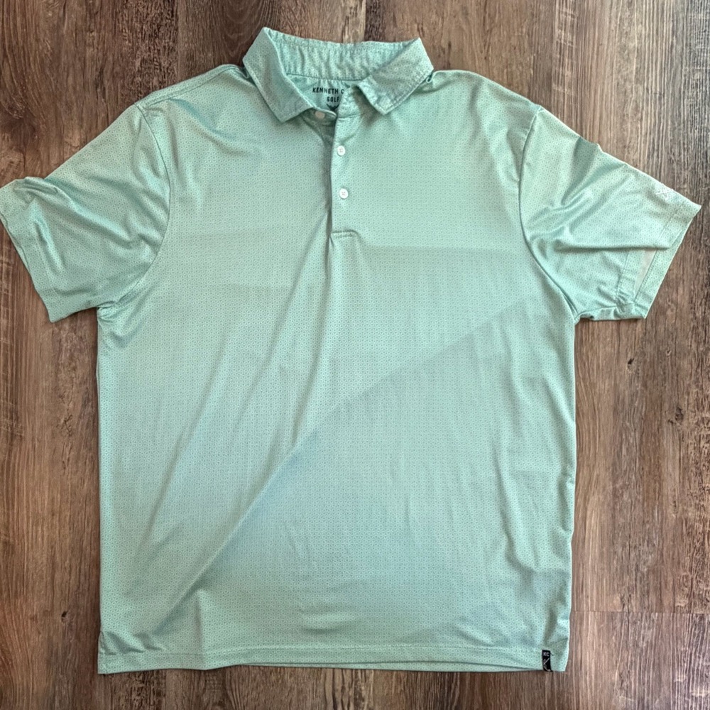 Kenneth Cole Polo Shirt Mens XL Mint Green Teal UPF 50+ Performance Flex Golf